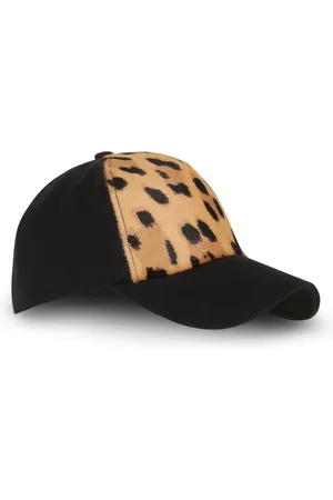 Balmain Tilbehør, Dame, Brun, M, Læder, Leopard Print Læder Cap