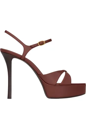 Saint Laurent Sko, Dame, Brun, 39 EU, Uld, Stilfulde Sommer Sandaler
