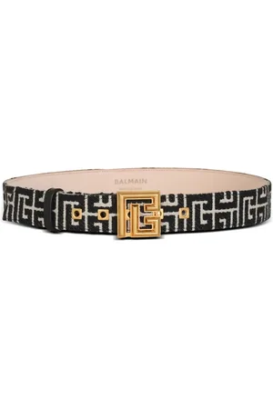 Balmain Tilbehør, Dame, Sort, 90 CM, Bomuld, PB Bælte i monogrammønsteret jacquard