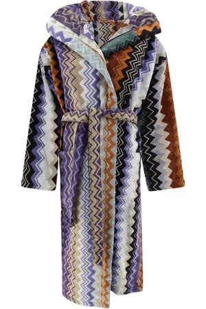 Missoni Nightwear & Lounge, Dame, Flerfarvet, S, Bomuld, Multifarvet Zigzag Hættet Bomuldskåbe