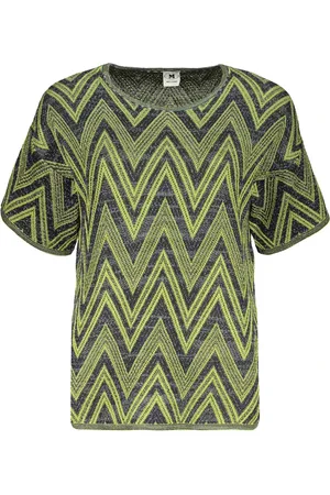M Missoni Top, Dame, Grøn, L, Uld, Zig Zag Mønster Kortærmet T-Shirt