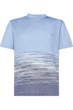 Missoni Top, Herre, Blå, XL, Bomuld, Blå Zigzag Broderi Crewneck T-Shirt