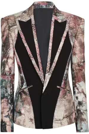 Balmain Jakke, Herre, Flerfarvet, M, Uld, Pastel Print Cut-Out Jakke