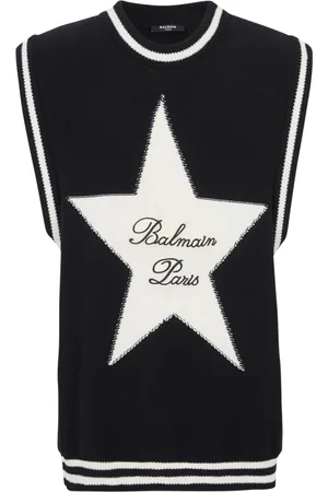 Balmain Strik, Herre, Sort, S, Bomuld, Signaturstjerne sweater