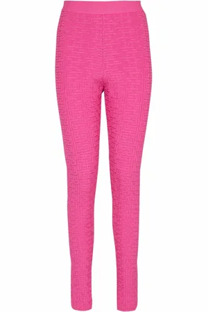 Balmain Bukser, Dame, Lyserød, 2XS, Uld, Strik leggings med monogram