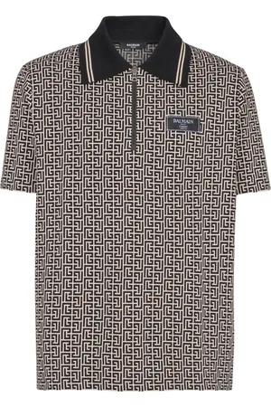 Balmain Top, Herre, Sort, 2XL, Bomuld, PB Labyrinth jacquard polo hirt