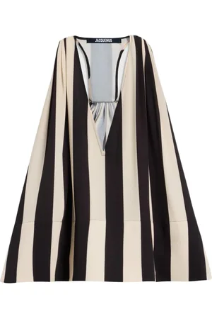 Jacquemus Top, Dame, Sort, M, Stribet trapez top med dyb halsudskæring