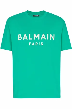 Balmain Top, Herre, Grøn, 2XS, Bomuld, T-shirt med Paris print
