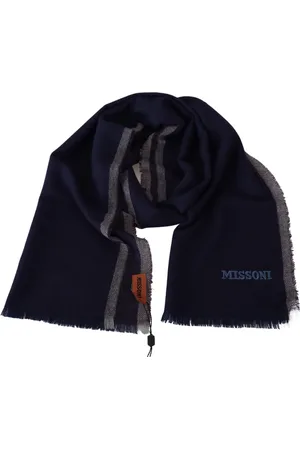 Missoni Tilbehør, Herre, Blå, ONE SIZE, Uld, Ægte uld tørklæde med striber