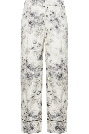 Nº21 Bukser, Dame, Flerfarvet, 3XL, Hvide Blomsterprint Straight-Leg Bukser