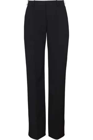 Balmain Bukser, Dame, Sort, S, Uld, Sort uldbukser med pintuck-detaljer