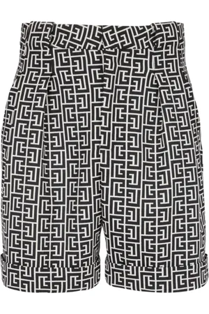 Balmain Shorts, Herre, Sort, S, Uld, Bermuda i monogramuld