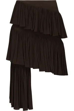 Alaïa Nederdel, Dame, Brun, 2XS, Asymmetrisk Mininederdel i Chokolade