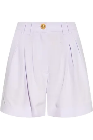 Balmain Shorts, Dame, Lilla, XS, Uld, Plisserede shorts