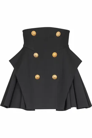 Balmain Nederdel, Dame, Sort, M, Uld, Højtaljet korn de poudre nederdel