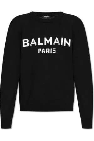 Balmain Strik, Herre, Sort, M, Uld, Logo Sweater