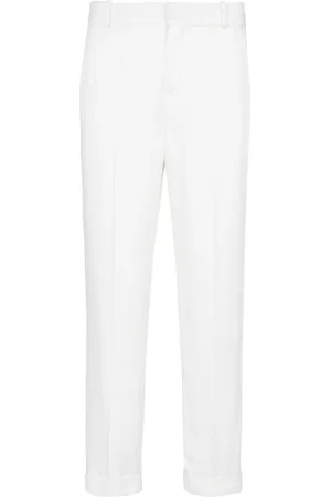 Balmain Bukser, Herre, Hvid, L, Satin, Monogram satinbukser