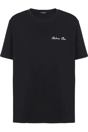 Balmain Top, Herre, Sort, L, Bomuld, Løs T-shirt med signaturbroderi