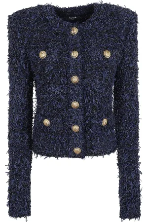 Balmain Jakke, Dame, Blå, S, Polyester, Blå Jakke til Kvinder