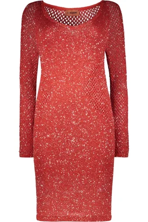Missoni Kjole, Dame, Rød, L, Polyester, Pailletbesat Sheath Kjole