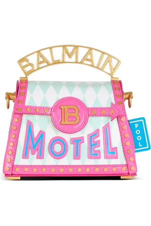 Balmain Taske, Dame, Flerfarvet, ONE SIZE, Uld, B-Buzz Dynasty Lille taske i trykt kalveskind