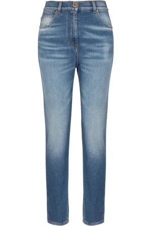 Balmain Jeans, Dame, Blå, XS, Denim, Slim-fit denim jeans med gyldne detaljer