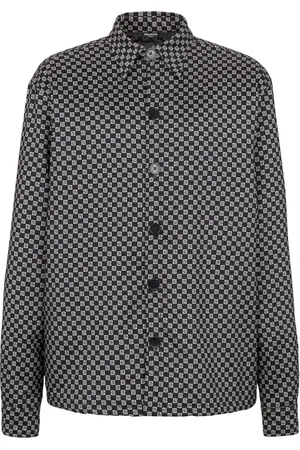 Balmain Skjorte, Herre, Sort, L, Nylon, Monogram nylon overshirt