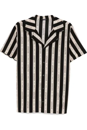 Balmain Skjorte, Herre, Sort, L, Bomuld, Stribet Sort Skjorte Korte Ærmer Knap