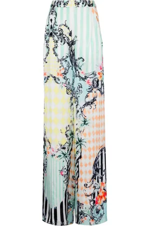 Balmain Bukser, Dame, Flerfarvet, XS, Palazzo bukser med barokprint