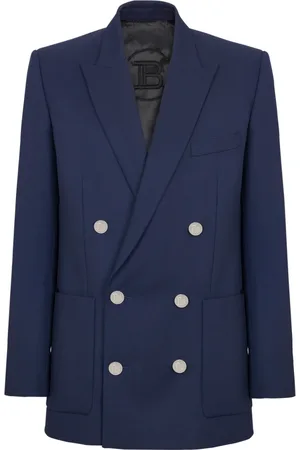 Balmain Jakke, Herre, Blå, M, Uld, Dobbeltbrystet knappet blazer