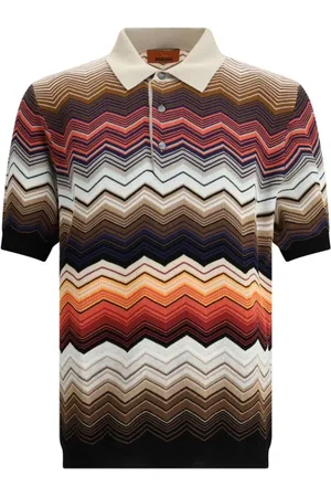 Missoni Top, Herre, Flerfarvet, XS, ZigZag Mønster Polo Skjorte