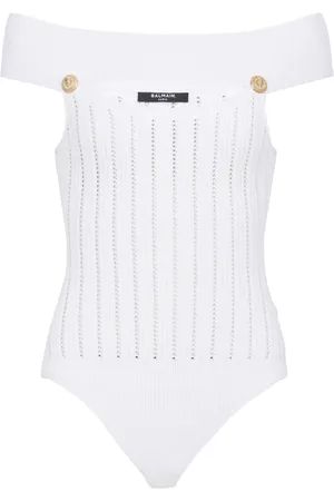 Balmain Top, Dame, Hvid, M, Uld, Openwork Knit Body