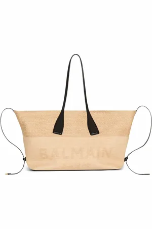 Balmain Taske, Dame, Brun, ONE SIZE, Uld, Track raffia tote taske