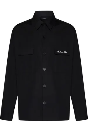 Balmain Skjorte, Herre, Sort, 2XL, Bomuld, Sorte Ss24 Herreskjorter