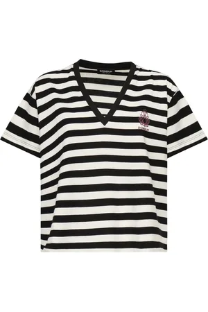 Dondup Top, Dame, Flerfarvet, XS, V-hals Polos med Kontrastlogo Print