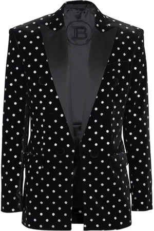 Balmain Jakke, Herre, Sort, XL, Satin, Fløjl jakke med glimmer prikker