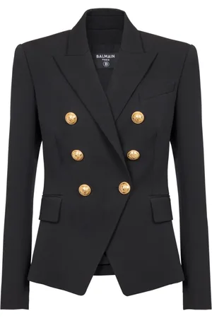 Balmain Jakke, Dame, Sort, M, Uld, Klassisk 6-knaps jakke