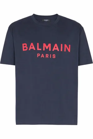 Balmain Top, Herre, Blå, M, Bomuld, T-shirt med Paris print