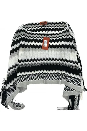 Missoni Jakke, Dame, Sort, ONE SIZE, Uld, Ikonisk Strik Poncho Tørklæde