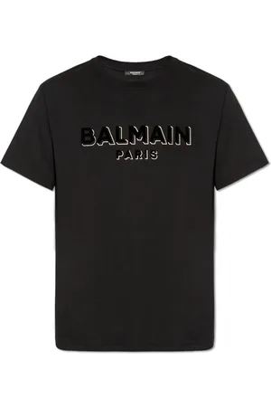 Balmain Top, Herre, Sort, L, Bomuld, T-shirt med logo
