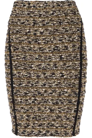 Balmain Nederdel, Dame, Gul, 2XS, Tweed, Lurex tweed nederdel