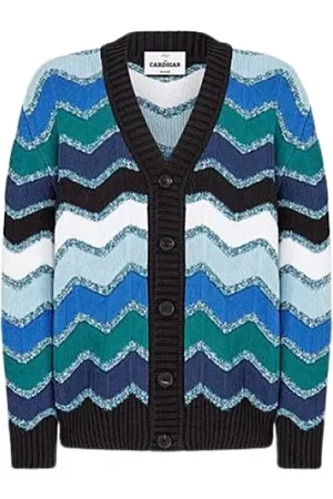 Missoni Strik, Herre, Blå, S, Bomuld, Zigzag Strik Gilet