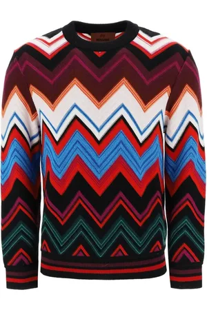 Missoni Strik, Herre, Flerfarvet, M, Bomuld, Multifarvet Chevron Sweater