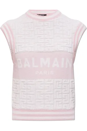 Balmain Strik, Dame, Flerfarvet, L, Bomuld, Vest med logo