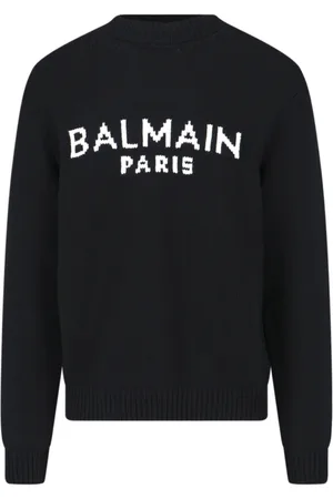 Balmain Strik, Herre, Sort, S, Uld, Logo Jumper