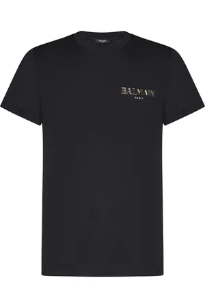 Balmain Top, Herre, Sort, XL, Bomuld, Sort Crewneck T-shirt med Vintage Logo