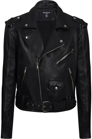 Balmain Jakke, Herre, Sort, S, Uld, Kalveskind bikerjakke