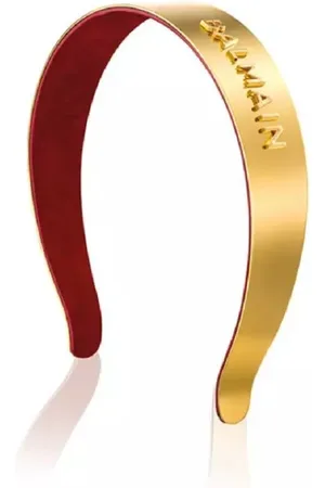 Balmain Tilbehør, Dame, Gul, ONE SIZE, Uld, Guld Hårbånd med Præget Logo