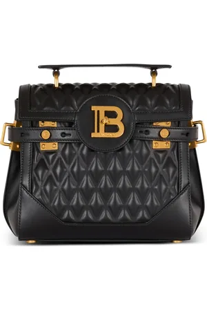 Balmain Taske, Dame, Sort, ONE SIZE, Uld, B-Buzz 23 taske i diamantquiltet kalveskind