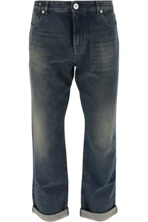 Balmain Jeans, Herre, Blå, W32, Denim, Denim Jeans med Ombuk, Lavet i Italien